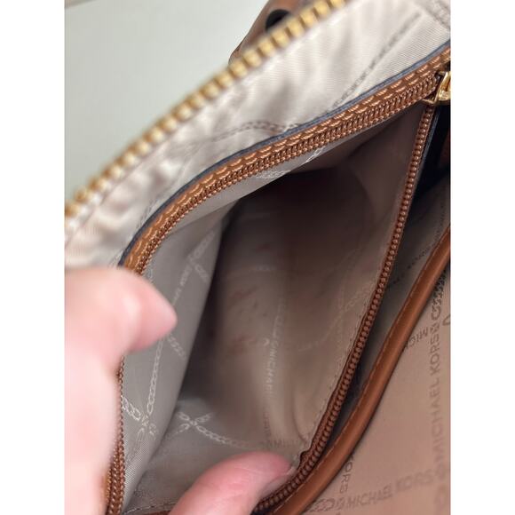 Michael Kors Sienna Medium Logo Messenger Convertible Bag Off-White and Brown - Picture 14 of 16